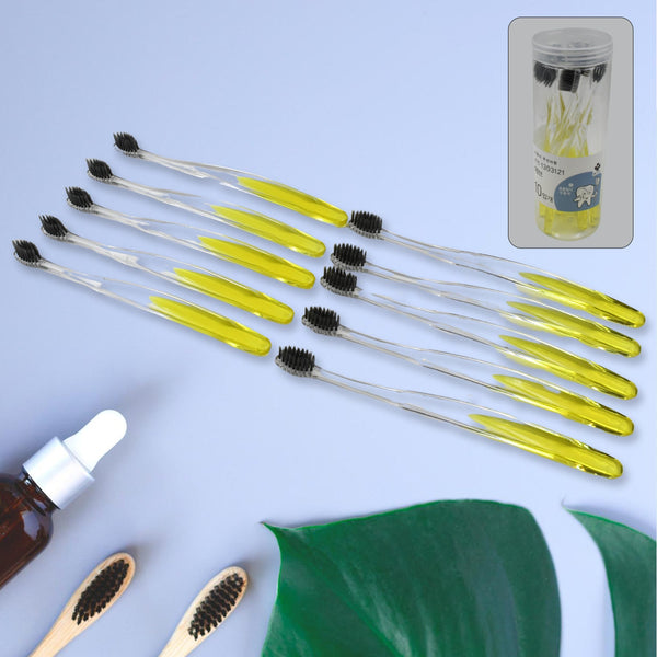 Premium Plastic Toothbrush With Plastic Round Box for Men and Women, Kids, Adults Plastic Toothbrush (10 pcs Set)