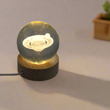 Cosmic Explorer: 3D Astronaut Crystal Sphere Lamp - Illuminate Your Universe With Wood Base (1 Pc)